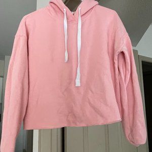 small pink crop top hoodie
